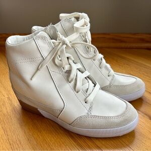 Sorel Leather Wedge Heel Sneaker Boots